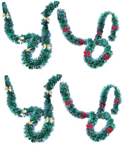 OUNONA 12stücke Festooning Girlande Weiß Und Grün Mit Glitzernden Schleifen Kreative Weihnachtsdekoration Für Partys Und Feste Wiederverwendbar Und Leicht Anzubringen