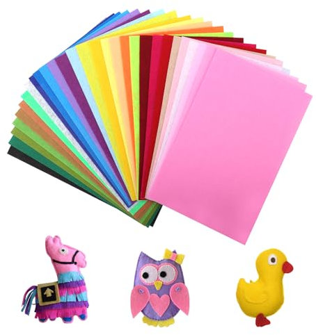 Nakutita Set di Fogli di Feltro Colorati per Artigianato in 30 colori diversi, feltro colorato, feltro in poliestere morbido, ideale DIY, cucito creativo, artigianato e decorazioni, 20 x 30 cm