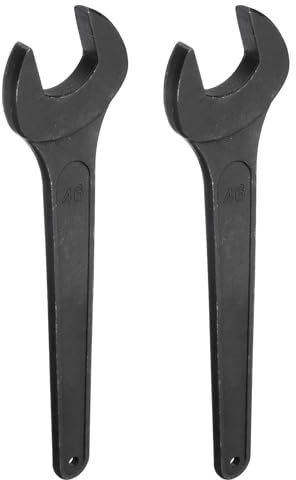 sourcing map 2pcs Single Open Ended Spanner Wrench, 46mm, Thicken Carbon Steel Open End Wrench Tool for for Automotive Repair and Furniture Assembly, Black