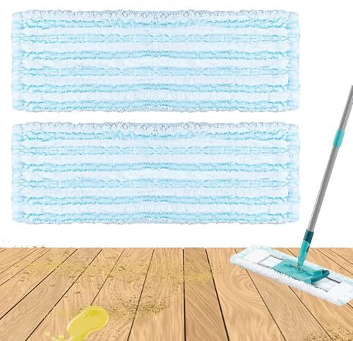 2 Stück Wischbezug Ersatzbezug für Leifhat Profi XL Micro Duo/Cotton Plus | 42cm Bodenwischer Ersatzbezug für alle Bodenarten 2-Faser-System Mikrofaser Putzlappen ideal für Fliesen und Laminat