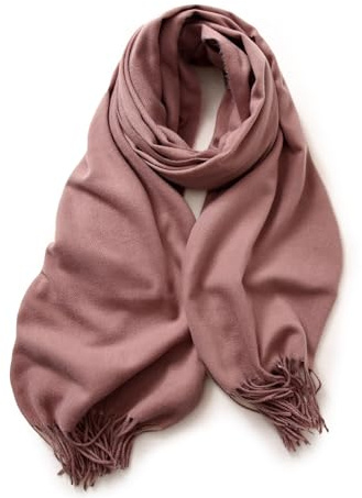 KARMA.DIEM Bufanda XXL Mujer y Hombre - Tacto Cachemira y Lana Merino Super Suave - Pashmina Grande 180x65cm para Invierno - Chal Elegante, Estola para Bodas y Fiestas (Rosa viejo)