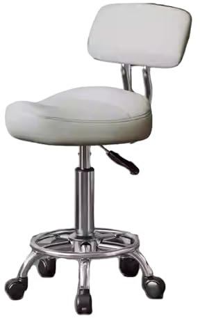 Sattelhocker mit Rückenlehne, robuste Metallbasis mit Fußstütze, 360 ° drehbarer ergonomischer Stuhl, Salon-Sattelsitz für den Einsatz im Schönheitssalon, Massage, Zahnklinik, Home-Office (F