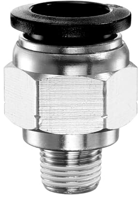 QUARKZMAN Push to Connect Fitting 12mm Tube OD x 1/8 NPT Thread Male Straight Quick Connector Copper Air Line Hose Fittings for Industry Air System PC12-N01, Schwarz