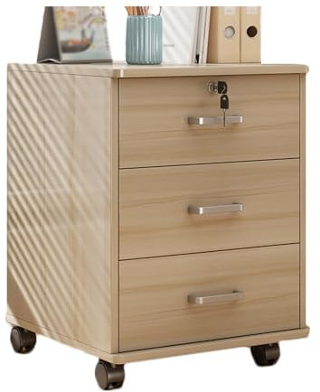 Nachttisch, Kommode mit 3 Schubladen für Schlafzimmer, Aufbewahrungsschrank für Bastelutensilien, für Wohnzimmer, Flur, Büro, Schlafzimmer, mit Rädern, kann leicht bewegt werden (Kirschholzf