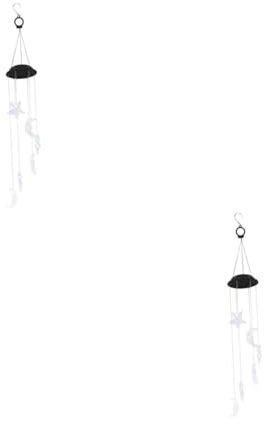 Yardwe 2 Pièces Carillon Éolien Solaire Carillons Éoliens Solaires pour L'extérieur Lampes De Jardin à Énergie Solaire Étanches Lampes Solaires Jardin Extérieur Suspensions Solaires Métal