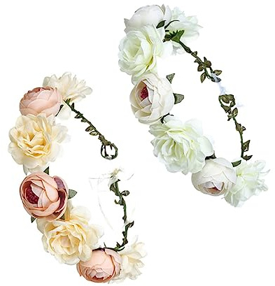 BIUDECO 2pezzi Coroncina Floreale Artificiale Per Donna e Ragazza Da Bianco e Arancione Accessorio Elegante Per Matrimoni e Feste Comfort e Stile Per Ogni Occasione