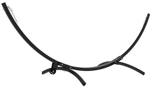Outsunny Supporto per Amaca in Metallo con Ruote, Supporto per Amaca con carico Massimo di 150 kg con Catene, Ganci, per Uso Esterno e Interno, 337 x 118 x 118 cm Nero