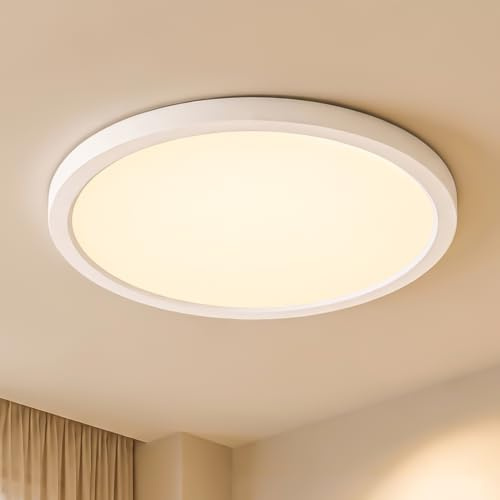 LQWELL® Deckenleuchte LED Deckenlampe, IP44 Wasserfest Badlampe Rund Flach 36W 4000K 4320LM Modern Schlicht Lampe Dünn für Wohnzimmer Badezimmer Schlafzimmer Küche Balkon Keller Büro, 400 * 18mm