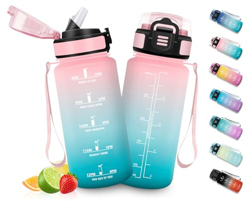 HoneyHolly Trinkflasche Kinder Sport 500Ml, BPA-frei, Trinkflasche Kohlensäure Geeignet, Wasserflasche mit Strohhalm, Auslaufsicher, Wasserflasche für Fitnessstudio, Schule, Radfahren