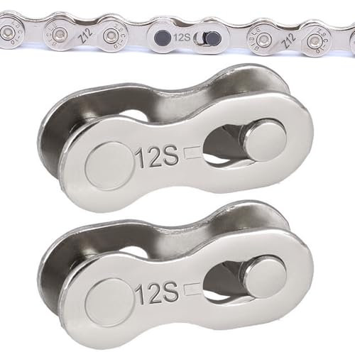 Silver Steel 2-Pair Quick-Link Connector, Reusable 12-Speed Chain Missing Link for Bicycle