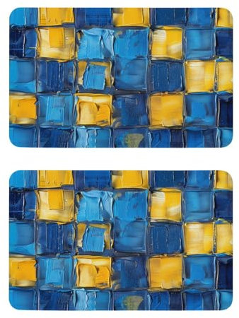 Grille décorative bleue et jaune pour lave-vaisselle, couvercle de réfrigérateur, panneau magnétique, décoration de vacances, 10,2 x 6,3 cm