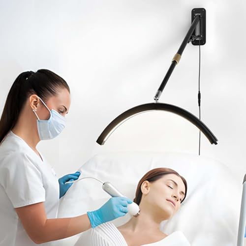 HCAUYNN Lampada A Mezzaluna A LED per Bellezza, per Tatuaggi, Barbieri, Lampada da Parete per Trucco Ciglia, Scalabile 62-113 Cm,Black