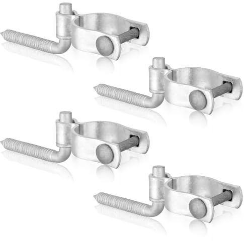 MorningRo 8 Pcs Farm Gate Hinge Set 5/8'' x 2'' Chain Link Fence Gate Post Hinge in Zinc Plated, 5/8 x 4-1/2 Wood Post Lag Screw