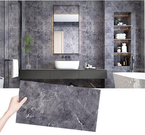 AMOYUN Azulejos Adhesivos Cocina, 10 piezas Vinilos de Pared Decorativos 30x60cm Revestimiento de Paredes PVC Baldosas Adhesivas Cocina Azulejos Baño Vinilo Suelo