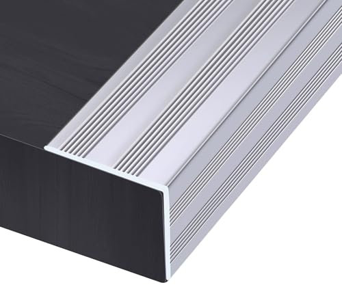 Antideslizante Borde Escalonado de Aluminio, 90CM Perfil de Borde de Escalera En Forma de L, para Escalones Madera Metal Baldosas, Fácil de Instalar(W 5 x H 5 cm)