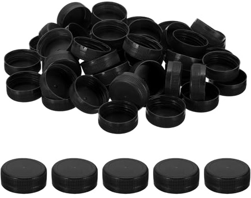 PATIKIL 38mm/1.5 Inner Plastic Bottle Cap, 100Pcs Replacement Screw Bottle Cap Storage Jug Lids for Craft DIY Juice Water Milk, Black
