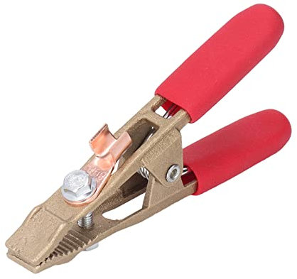 Pinza de tierra de cobre – Abrazadera de conexión eléctrica de alta capacidad 260A + mango ergonómico con funda antideslizante para trabajos de soldadura y talleres' (Red Cover)