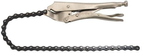 Pinza a morsetto for catena da 10, chiave a impugnatura bloccabile for filtro dell'olio e tubo, catena regolabile da 16,5, nero e argento