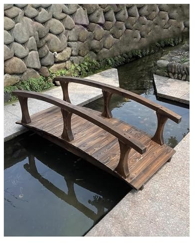 CSYQPDMBDL Holzbrücke mit Geländer, Gartenbrücke aus Holz, Gartenbrücken, Teichdekor, robuste Fußgängerbrücke for Hof, Rasen, Terrasse, Garten-Wanderbrücke(180cm (6ft))