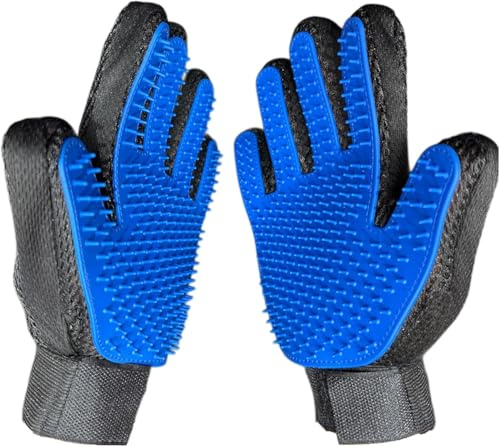 Econova 2 pack 4-in-1 Pet Grooming Gloves – Gentle Deshedding Brush & Massage Mitt for Dogs, Cats, & Horses – Soft Liquid Silicone Hair Remover with Quick-Dry Breathable Mesh