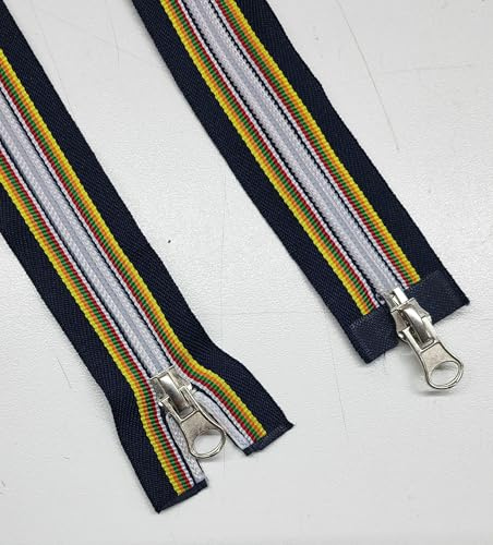 AMANTE NSF - Cerniera Zip Divisibile, Multicolor con Strisce, Doppio Cursore in Acciaio, Catena 6 in Nylon, Design Sportivo con Dettagli Colorati (multicolor, 80 cm)