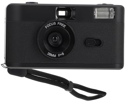 Alipis Appareil Photo Argentique Vintage Réutilisable 35 Mm en Plastique Abs pour Amateur Rétro Flash Intégré Utilisation Extérieure Noir sans Batterie