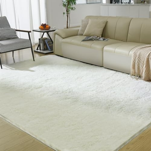 Puremy Ultra Soft Area Rugs for Living Room, Fluffy Plush Rugs for Bedroom, Non-Slip Floor Carpet for Nursery, Bedside, Playroom, Dorms, Home Decor, 240x340 cm, White