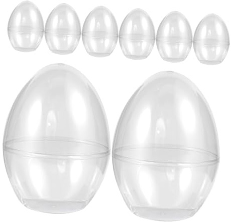 Amosfun 8pcs Plastic Easter Egg Candy Boxes 90x90x120mm Fillable Party Favor Containers for Holiday Craft Storage