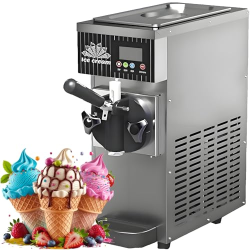 GLBMXDD Machine à Glace Professionnelle,sorbetière de comptoir,Puissance 450W,trémie réfrigérée 2,5 L+1 L,Nettoyage Automatique, idéale pour Les Bars à Snacks, Les cafés et Les Restaurants. Grey