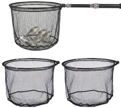 Pack of 2 Landing Net Replacement Net 50 cm Black, Deep Pond Landing Net Rubberised, Fine Mesh Net for Fish and Algae, Robust Landing Net Replacement Net for Garden Pond and Fishing