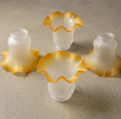 Fabris Uber Lot de 4 lampes de rechange en verre pour lustres Apliques Blanc Jaune Ambre