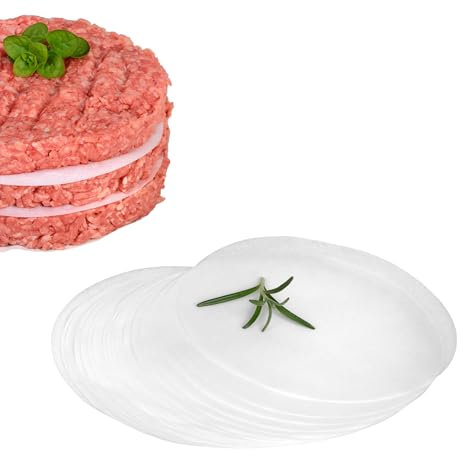 GRÄWE Backpapier für Burgerpresse, 50 Stück für Party-Hamburgerpresse, Burgerpapier, Papier für kleine Hamburger-Patties und Patty-Presse, Burger-trenner rund 11,5 cm