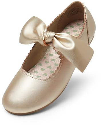 DREAM PAIRS Mary Jane Ballerines plates avec nœud sur le devant pour mariage, fête, Noël, doré, 36 EU