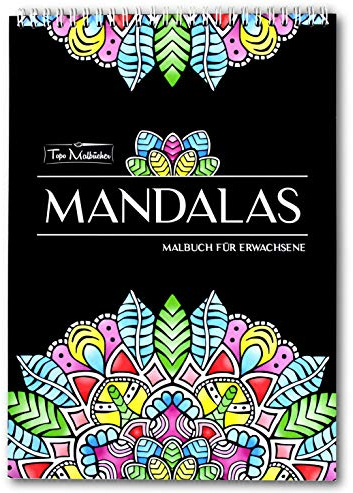 Mandala Malbuch für Erwachsene: 30 wunderschöne Mandalas auf schwarzem Hintergrund - Ausmalbuch mit Spiralbindung & Schnittlinie, einseitig bedruckten Seiten, hochwertiges & dickes A4 Künstlerpapier