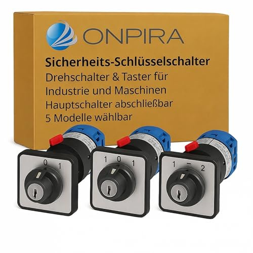 Sicherheits-Schlüsselschalter | Drehschalter & Taster für Industrie & Maschinen | Hauptschalter abschließbar | Ø22mm Einbau | 5 Modelle wählbar | Robust & Gleichschließend (JYW29-20/2 C04 Schalter)