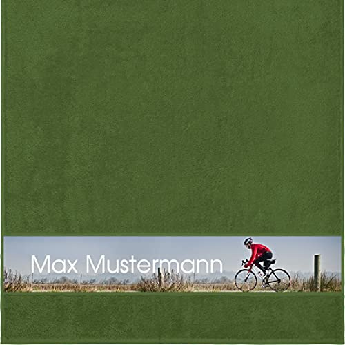 Manutextur Duschtuch mit Namen - personalisiert - Motiv Radsport 5 - viele Farben & Motive - Dusch-Handtuch - dunkelgrün - Größe 70x140 cm - persönliches Geschenk mit Wunsch-Motiv und Wunsch-Name