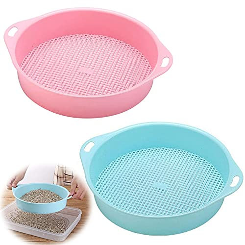 2pcs Bodensieb Garten Kunststoff Garten Ineinander Garten Mesh Sieb Gartensieb Bodensieb Kunststoff Garten Stein Mesh Sieb Rundsieb Erdsieb für Saatgut Erde Kompost Steine Unkraut Schotter Stapelbar
