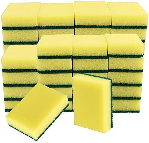 ZEONHAK 40 Pack 10cm Multi Use Scrub Cleaning Sponge Scourers, Dual Sided Cleaning and Dishwashing Sponge, General Purpose Eraser Soft Sponge for Washing Up Kitchen Furniture