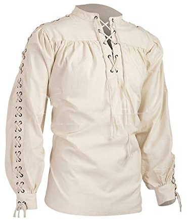 BaronHong Herren Piratenhemd Wikinger Steampunk Retro Renaissance Mittelalter Gothic Viktorianisch Halloween Kostüm