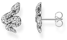 Thomas Sabo Damen Ohrringe Schlange in der Farbe Silber aus 925 geschwärztem Sterlingsilber mit Zirkonia, Größe: 13x9 mm, H2261-643-11