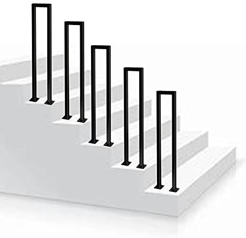 JLVAWIN Pasamanos de hierro forjado para escaleras al aire libre Pasamanos de escalera negro mate con kit de instalación Carga máxima 180kg