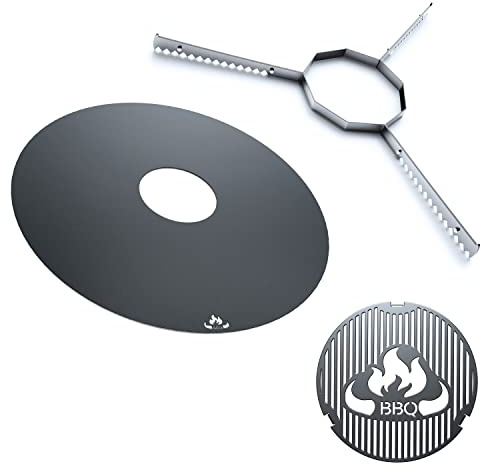 teileplus24 FR08 Grillmeister Set | 3-teilig | Grillring 80 cm + Grilleinsatz ø 20cm + Auflageleiste, Größe:Grillring 80cm Grilleinsatz Abstandshalterleiste