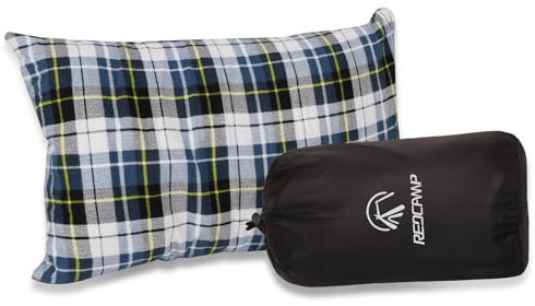 REDCAMP 30 x 40 x 50 cm, cuscino da campeggio comprimibile, morbido, leggero, da viaggio, per esterni, piccolo cuscino blu, rosso, grigio, verde, riutilizzabile, (blu e bianco)