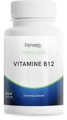 Vitamine B12 active - 3 formes bioactives (méthylcobalamine, adénosylcobalamine, hydroxycobalamine) - Haute biodisponibilité - Sans additifs - Assimilation optimale - 60 gélules (1 à 2 mois) - Dynveo