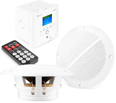 Power Dynamics BTW30 Einbauverstärker Set mit 2 spritzwassergeschützten Lautsprechern IP44 - Bluetooth