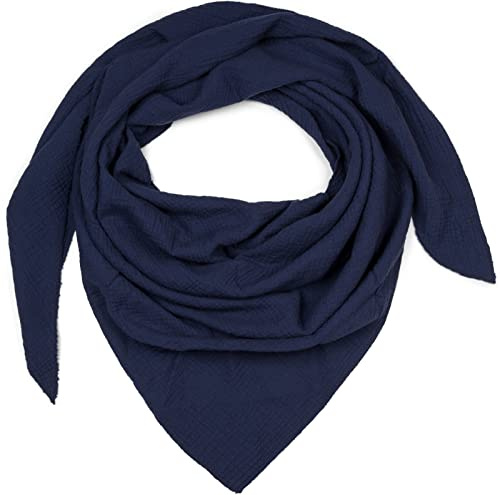 styleBREAKER Damen Musselin Dreieckstuch Baumwolle Unifarben | 196x84 cm XXL Format, Made in Italy, 100% Naturfaser, atmungsaktiv, luftig leicht für Frühling und Sommer, flexibel nutzbar.