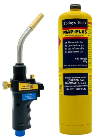 AirTech-UK Hand Torch Self Igniting with Map Gas - Industrial Construction, Plumbing, Farming - Versatile Flame Control, Hands-Free Operation - Soldering, Brazing, Sous Vide Cooking (1)