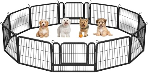 Yaheetech Recinto per Cani Grande da Interno 12 pz 80 x 60 cm Nero | Recinzione in Ferro con Rete, Pieghevole Portatile, Cuccioli Gatti Conigli Animali Domestici, Giardino Casa, Salvaspazio