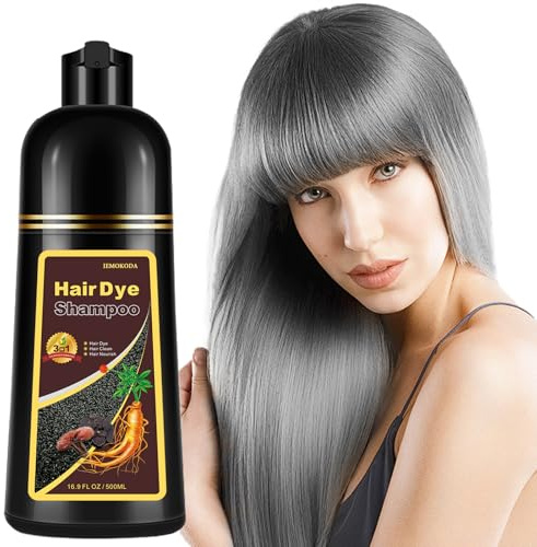 Onilyua Shampoing colorant naturel gris argenté 500 ml 3 en 1 pour homme et femme