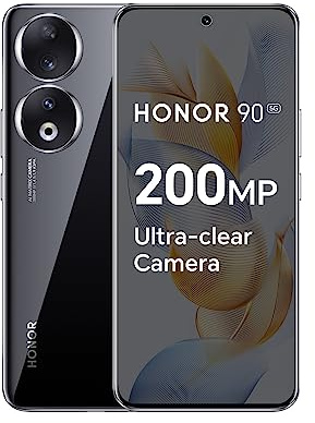 HONOR Smartphone 90 5G, triple caméra 200 MP, écran AMOLED incurvé 6,7 120 Hz, 8 Go + 256 Go, batterie 5000 mAh, SuperCharge 66 W, double SIM, Android 13, noir minuit